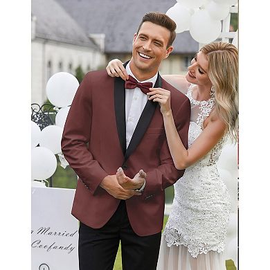 COOFANDY Men' Tuxedo Jacket Wedding Blazer One Button Dress Suit for Christmas Dinner Prom Party