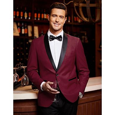 COOFANDY Men' Tuxedo Jacket Wedding Blazer One Button Dress Suit for Christmas Dinner Prom Party