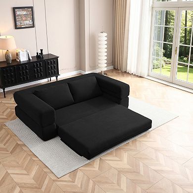 Merax Convertible Sofa Bed,3 In 1 Folding Floor Couch Corduroy Fold Out Couch Bed