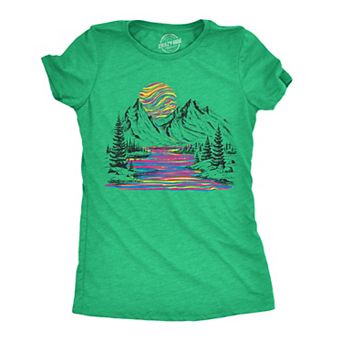 Womens Funny T Shirts Rainbow River Cool Nature Graphic Tee for Ladies