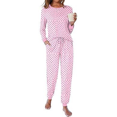 Ekouaer Women’s Long Sleeve Pajama Set 2 Piece Lounge Set with Pocket