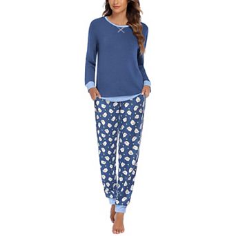 Ekouaer Women’s Pajama Set Long Sleeve PJs 2 pc Lounge Set with Pocket