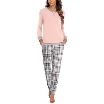Ekouaer Women’s Pajama Set Long Sleeve PJs 2 pc Lounge Set with Pocket