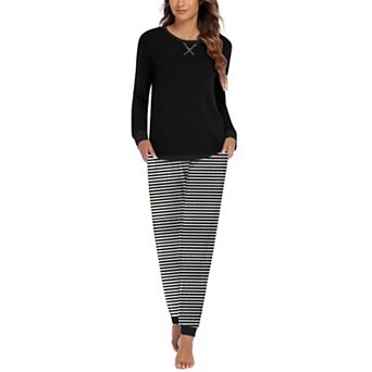 Ekouaer Women’s Pajama Set Long Sleeve PJs 2 pc Lounge Set with Pocket