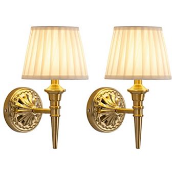Cordless Wall Sconces Set of 2 Rechargeable 5200mAh LED Wireless Fabric Lamps for Bedroom Living