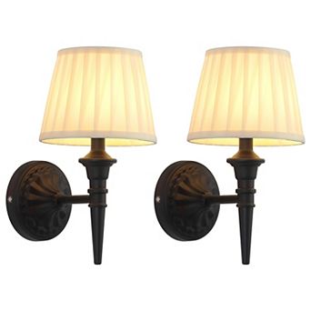Cordless Wall Sconces Set of 2 Rechargeable 5200mAh LED Wireless Fabric Lamps for Bedroom Living