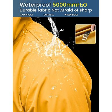 COOFANDY Men' Long Raincoats Lightweight Hooded Rain Jackets Waterproof Packable Outdoor Hiking