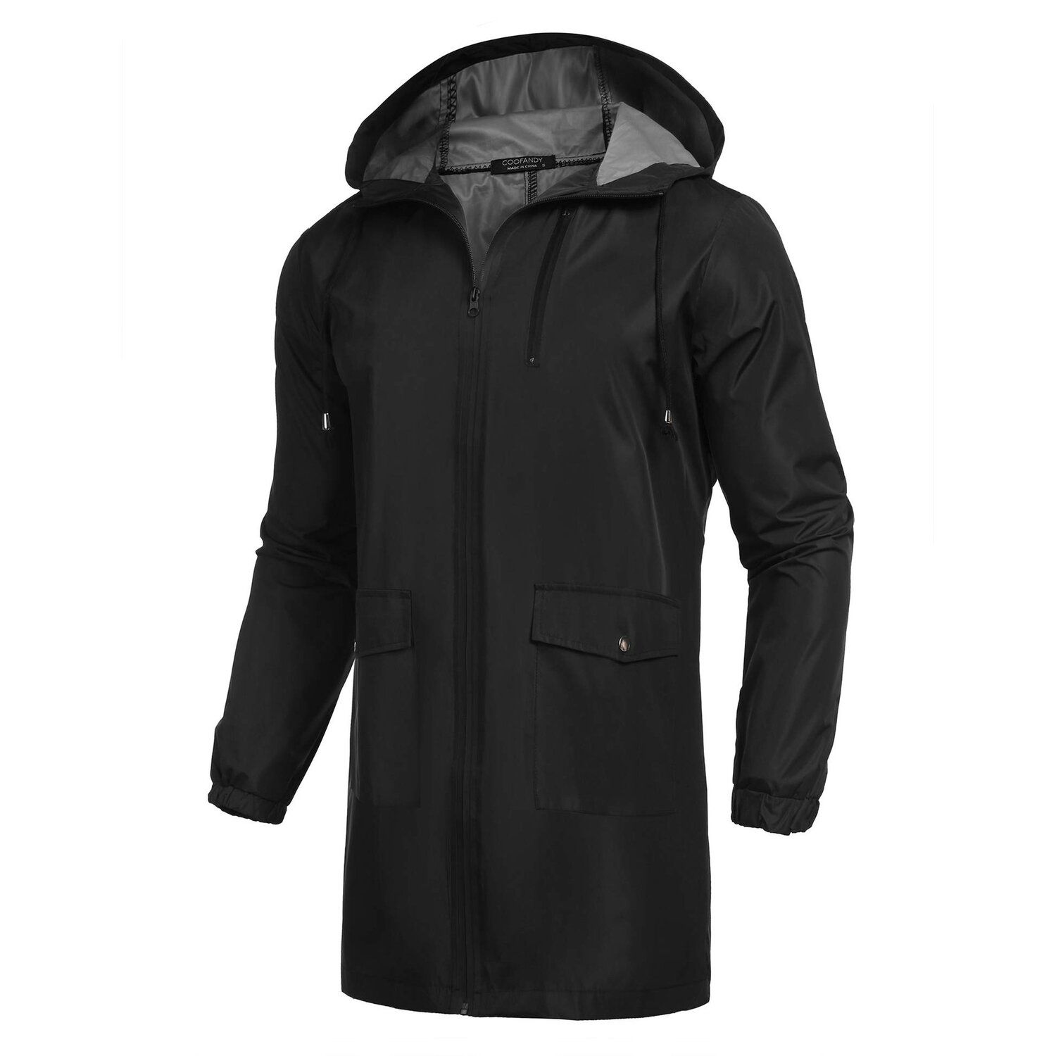 COOFANDY Men' Long Raincoats Lightweight Hooded Rain Jackets