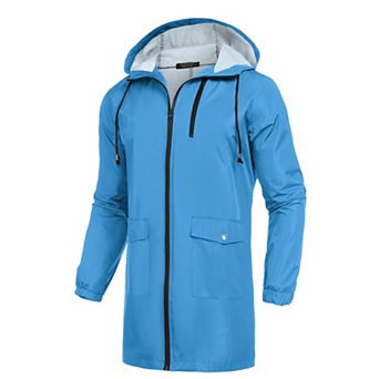 COOFANDY Men' Long Raincoats Lightweight Hooded Rain Jackets Waterproof Packable Outdoor Hiking