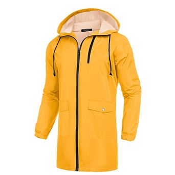 COOFANDY Men' Long Raincoats Lightweight Hooded Rain Jackets Waterproof Packable Outdoor Hiking
