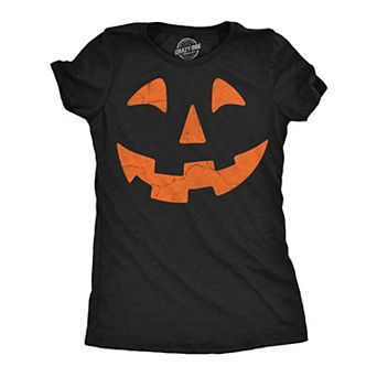 Womens Funny T Shirts Giant Jack O Lantern Face Sarcastic Halloween Graphic Novelty Tee For Ladies
