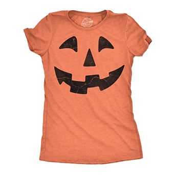 Womens Funny T Shirts Giant Jack O Lantern Face Sarcastic Halloween Graphic Novelty Tee For Ladies