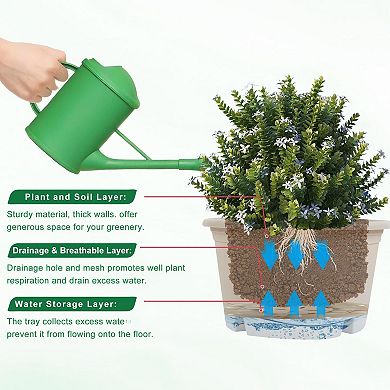 10 Inch Hanging Planters 4 Pack Plastic Baskets with Removable Trays & Chain for Indoor Outdoor