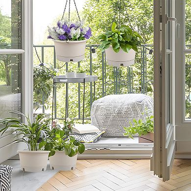 10 Inch Hanging Planters 4 Pack Plastic Baskets with Removable Trays & Chain for Indoor Outdoor