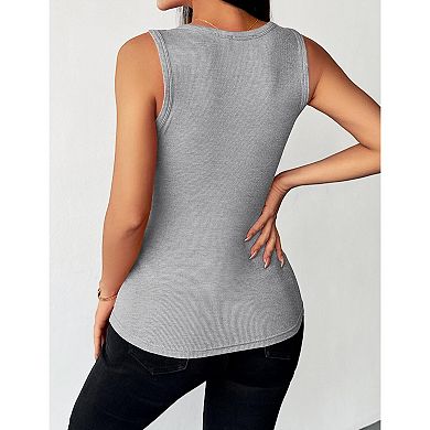 Zeagoo Women's Scoop Neck Ribbed Sleeveless Tank Tops Casual Basic Slim Fitted Knit Cami Tee Shirts