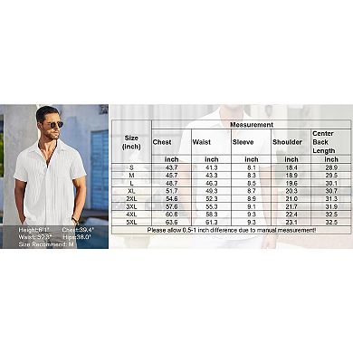 COOFANDY Men' Casual Button Down Shirts Short Sleeve Textured Linen Summer Beach Shirt with Pocket