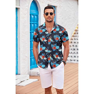 COOFANDY Men' Casual Button Down Shirts Short Sleeve Textured Linen Summer Beach Shirt with Pocket