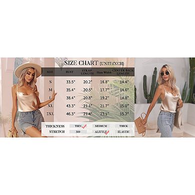 Zeagoo Women's Cowl Neck Satin Camisole Spaghetti Strap Backless Tank Tops