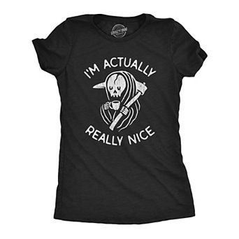 Womens I'm Actually Really Nice T Shirt Funny Coffee Death Halloween Spooky Graphic Tee