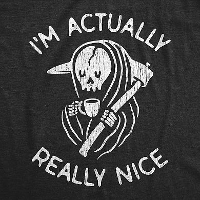 Womens I'm Actually Really Nice T Shirt Funny Coffee Death Halloween Spooky Graphic Tee
