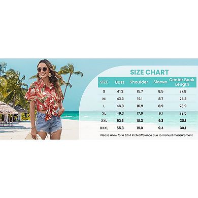 Zeagoo Women's Tropical Hawaiian Shirts Button Up Blouses Casual Summer Beach Tops