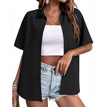 Zeagoo Women's Tropical Hawaiian Shirts Button Up Blouses Casual Summer Beach Tops