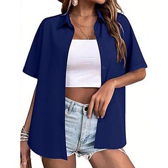 Zeagoo Women's Tropical Hawaiian Shirts Button Up Blouses Casual Summer Beach Tops