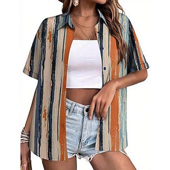Zeagoo Women's Tropical Hawaiian Shirts Button Up Blouses Casual Summer Beach Tops