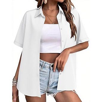 Zeagoo Women's Tropical Hawaiian Shirts Button Up Blouses Casual Summer Beach Tops