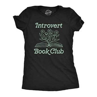 Womens Introvert Book Club T Shirt Funny Cute Book Worm Reading Lovers Tee for Ladies