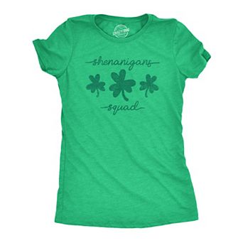 Womens Shenanigans Squad T shirt Funny St Patricks Day Parade Graphic Novelty Tee for Ladies