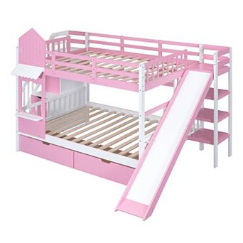 Merax Bunk Bed with 2 Drawers 3 Shelves and Slide
