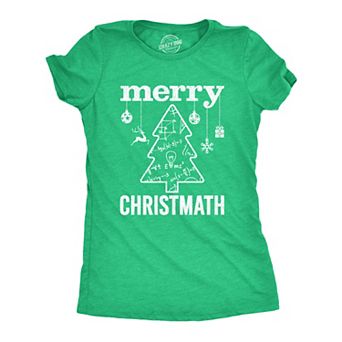 Womens Merry Christmath T Shirt Funny Christmas Tree Holiday Math Graphic Tee