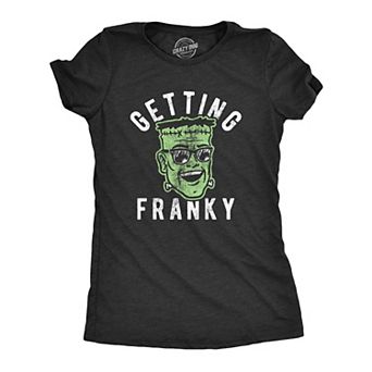 Womens Getting Franky T Shirt Funny Halloween Party Monster Graphic Novelty Tee for Ladies