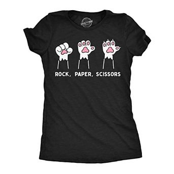 Womens Funny T Shirts Rock Paper Scissors Cat Paws Sarcastic Graphic Novelty Tee for Ladies