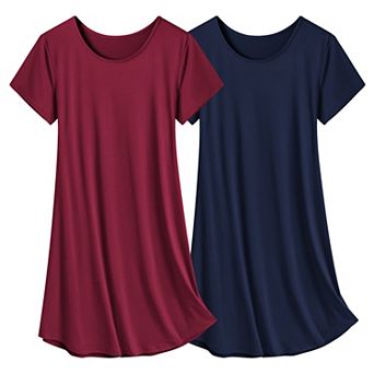 Ekouaer Womens Pajama Set Sleepshirt Short Sleeve Night Shirts Soft Sleep Dress