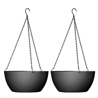 10 Inch Hanging Planters 2 Pack with Drainage Holes Chain Round Flower Pots for Indoor Outdoor