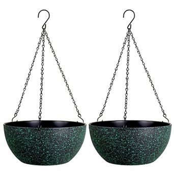 10 Inch Hanging Planters 2 Pack with Drainage Holes Chain Round Flower Pots for Indoor Outdoor