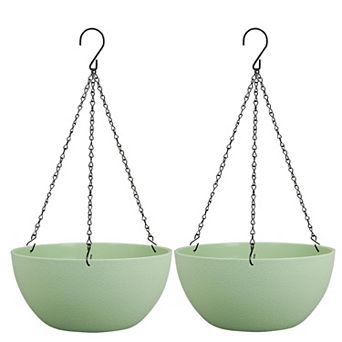10 Inch Hanging Planters 2 Pack with Drainage Holes Chain Round Flower Pots for Indoor Outdoor