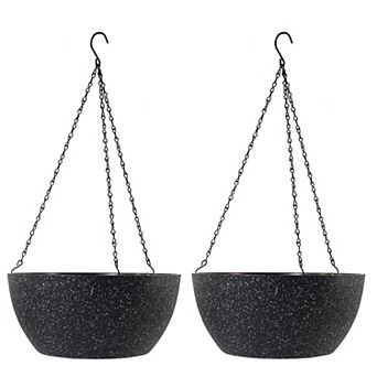 10 Inch Hanging Planters 2 Pack with Drainage Holes Chain Round Flower Pots for Indoor Outdoor