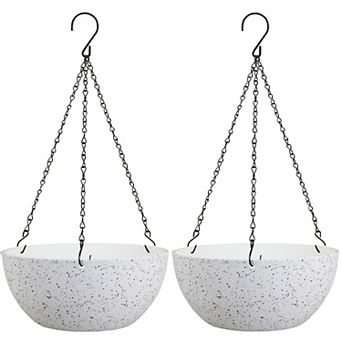10 Inch Hanging Planters 2 Pack with Drainage Holes Chain Round Flower Pots for Indoor Outdoor