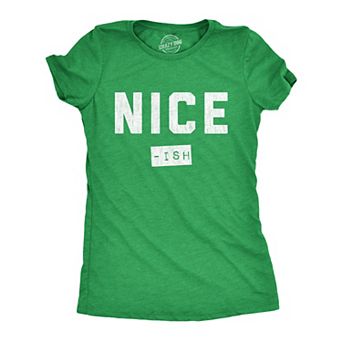 Womens Nice Ish T Shirt Funny Xmas Party Santas List Joke Tee for Ladies