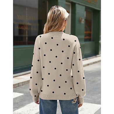 Zeagoo Women's Long Sleeve Turtleneck Lantern Knit Pullover Sweater Tops