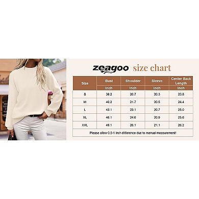 Zeagoo Women's Long Sleeve Turtleneck Lantern Knit Pullover Sweater Tops