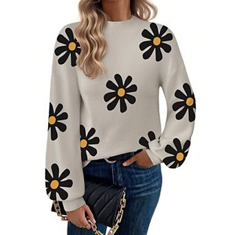 Zeagoo Women's Long Sleeve Turtleneck Lantern Knit Pullover Sweater Tops