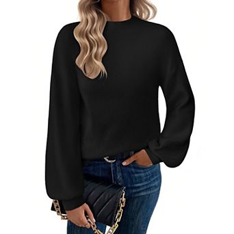 Zeagoo Women's Long Sleeve Turtleneck Lantern Knit Pullover Sweater Tops
