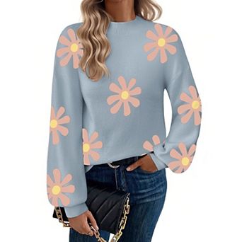 Zeagoo Women's Long Sleeve Turtleneck Lantern Knit Pullover Sweater Tops
