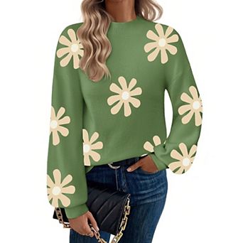 Zeagoo Women's Long Sleeve Turtleneck Lantern Knit Pullover Sweater Tops