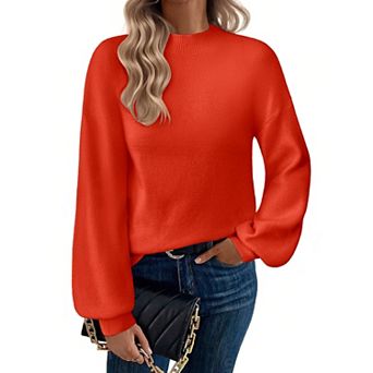 Zeagoo Women's Long Sleeve Turtleneck Lantern Knit Pullover Sweater Tops