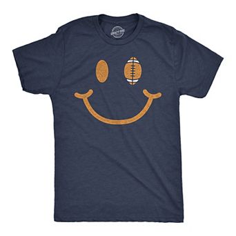 Mens Football Smiling Face Funny T Shirt Sports Graphic Tee for Men